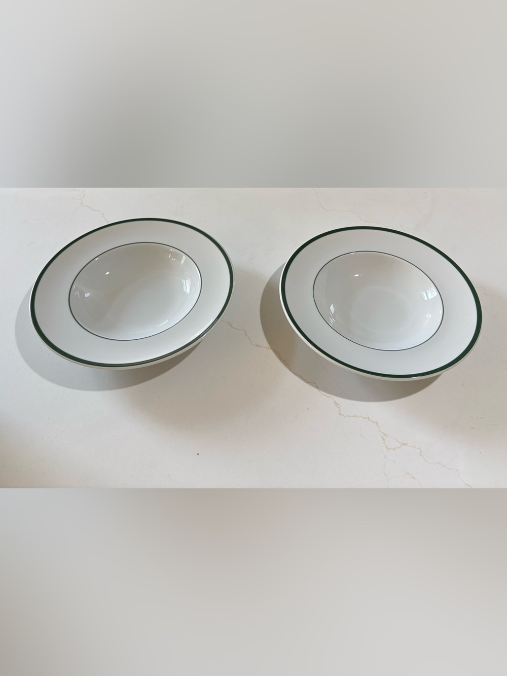 2x Williams Sonoma BRASSERIE Green Wide Rimmed Pasta Bowls 11" Retired Japan